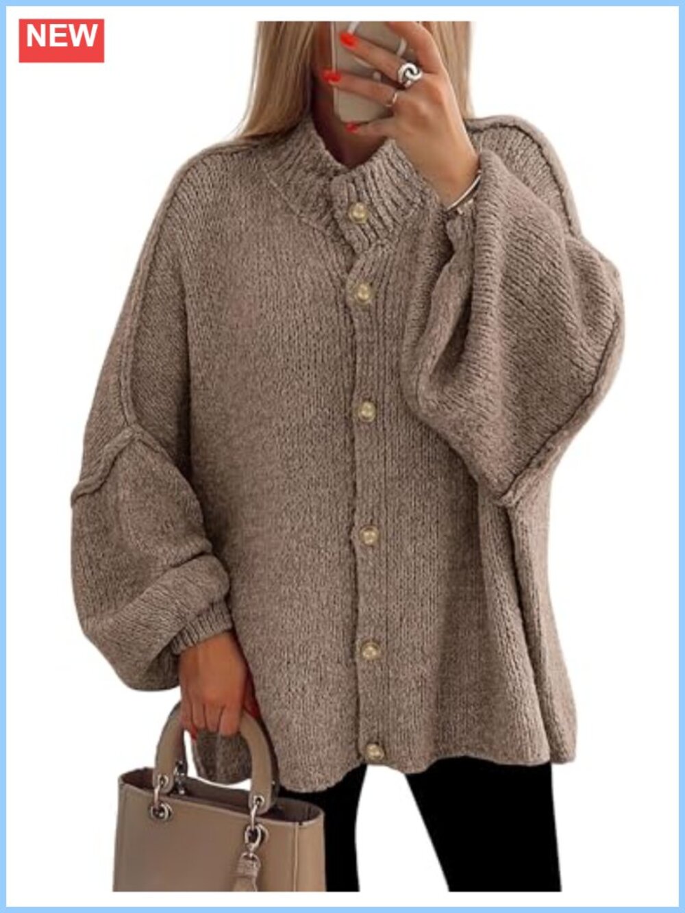 Oversized Chunky Knit Button Down Cardigan Sweater